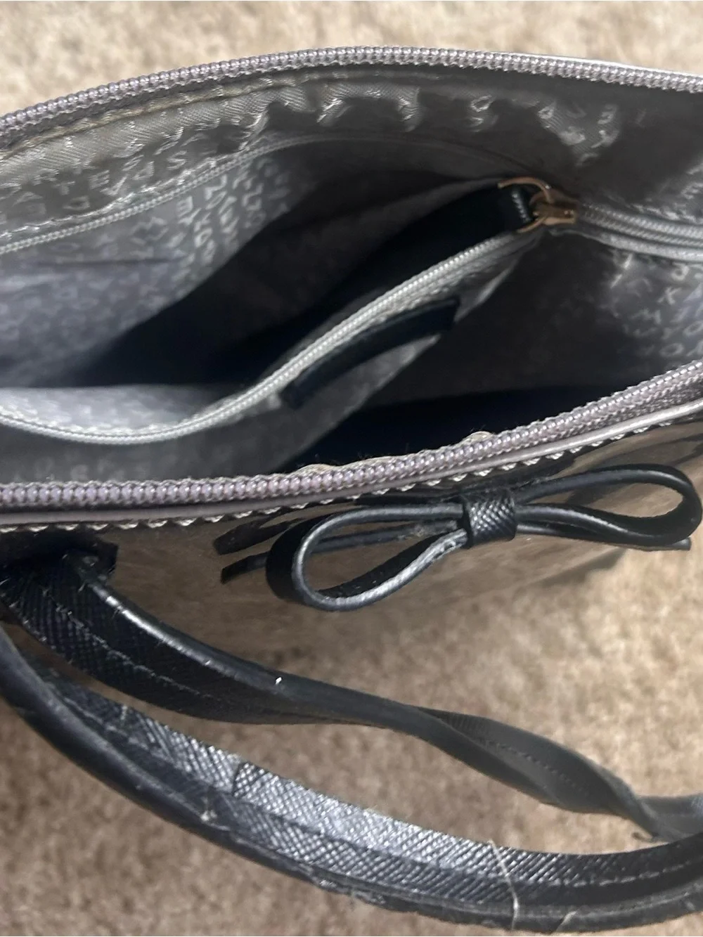 Kate Spade Sparkle Bow Tote Bag in Silver glitter tote